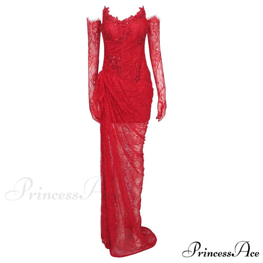 LETTY Elegant MAXI DRESS Red / S