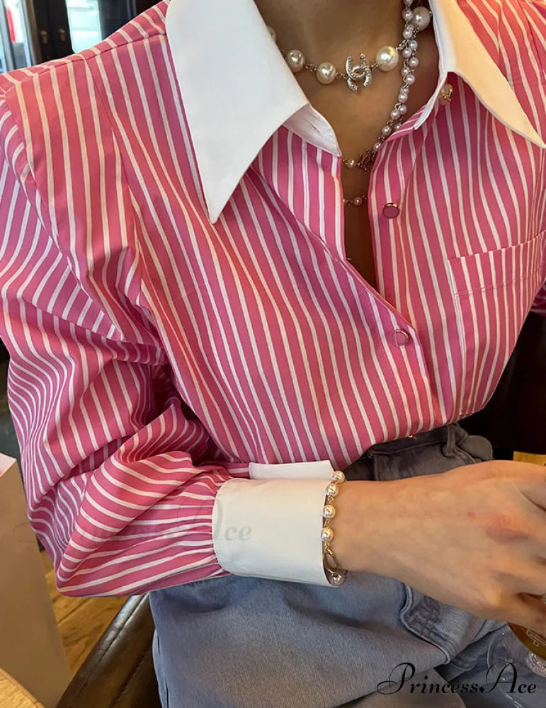 LIANA Elegant SHIRT Pink / One Size