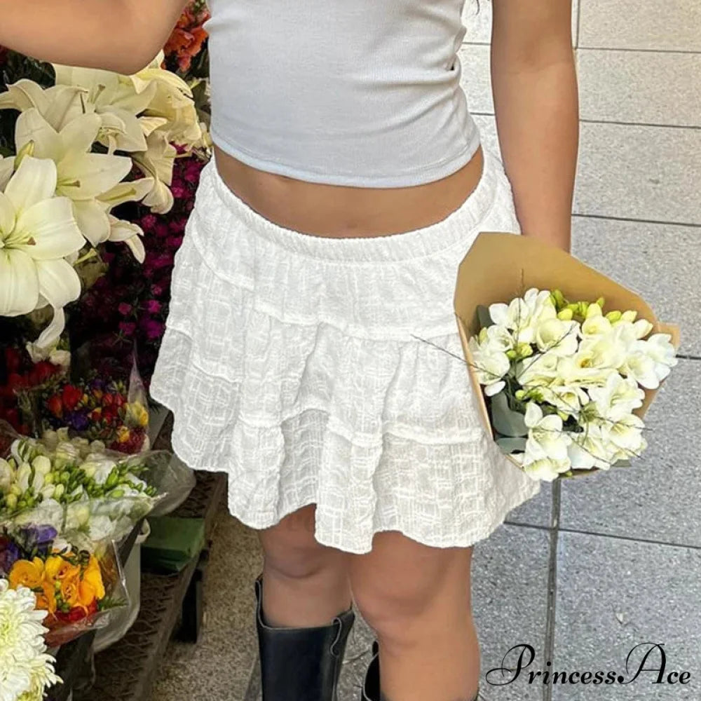 Light Checked Stretchy Waist Skirt skirts-250223