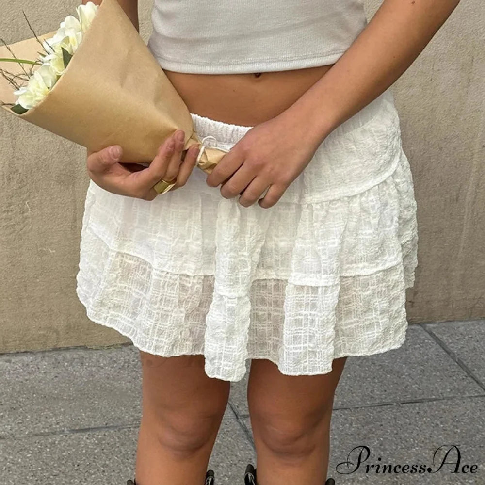 Light Checked Stretchy Waist Skirt skirts-250223