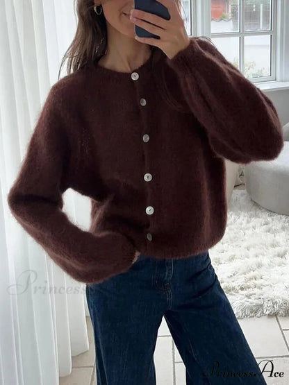 Light Long Sleeve Solid Knit Cardigan cardigans-241228