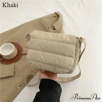 Light Solid Color Cotton Informal Crossbody khaki crossbody-250126