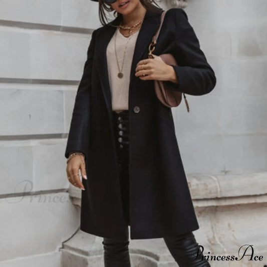 Lined Pocket Slim Outerwear Solid Casual Blazer 07 Black / XS