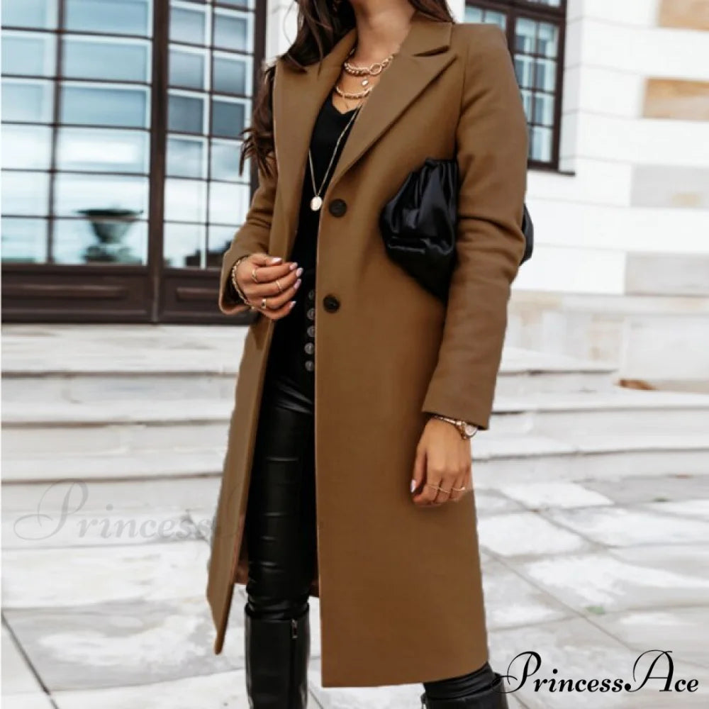 Lined Pocket Slim Outerwear Solid Casual Blazer 10 Khaki / XS