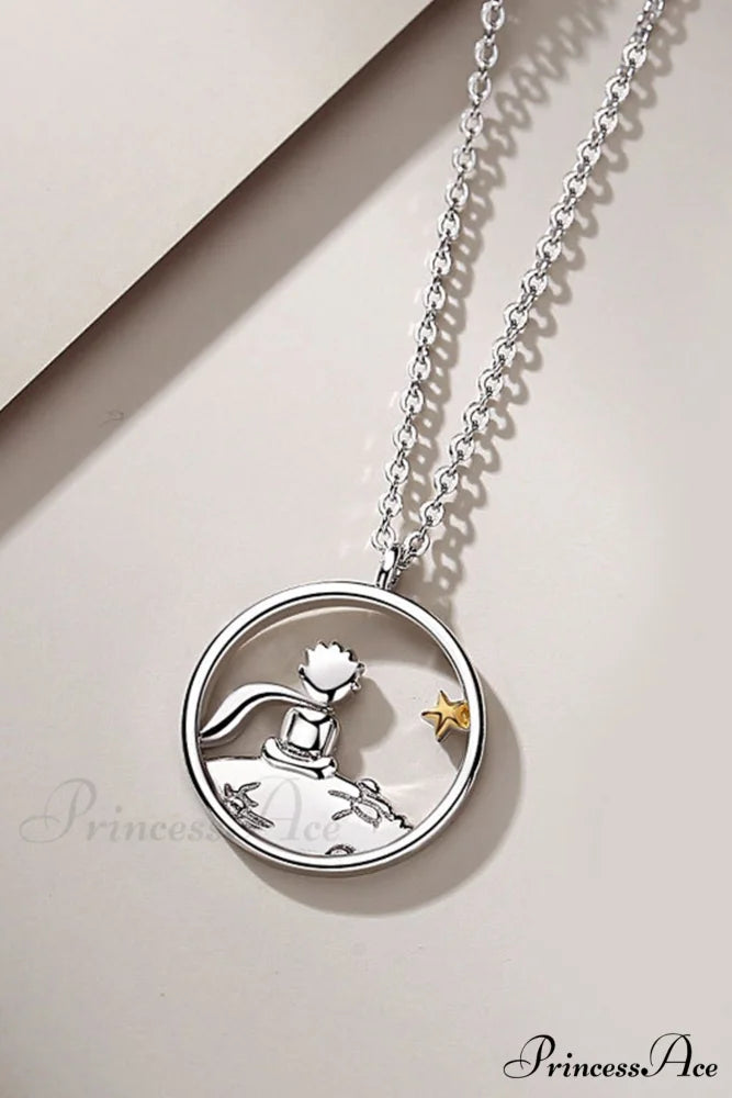 Little Prince & Fox Couple Necklace Silver / Little Prince