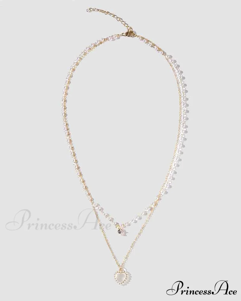 Lock Heart Double with Necklace Chains