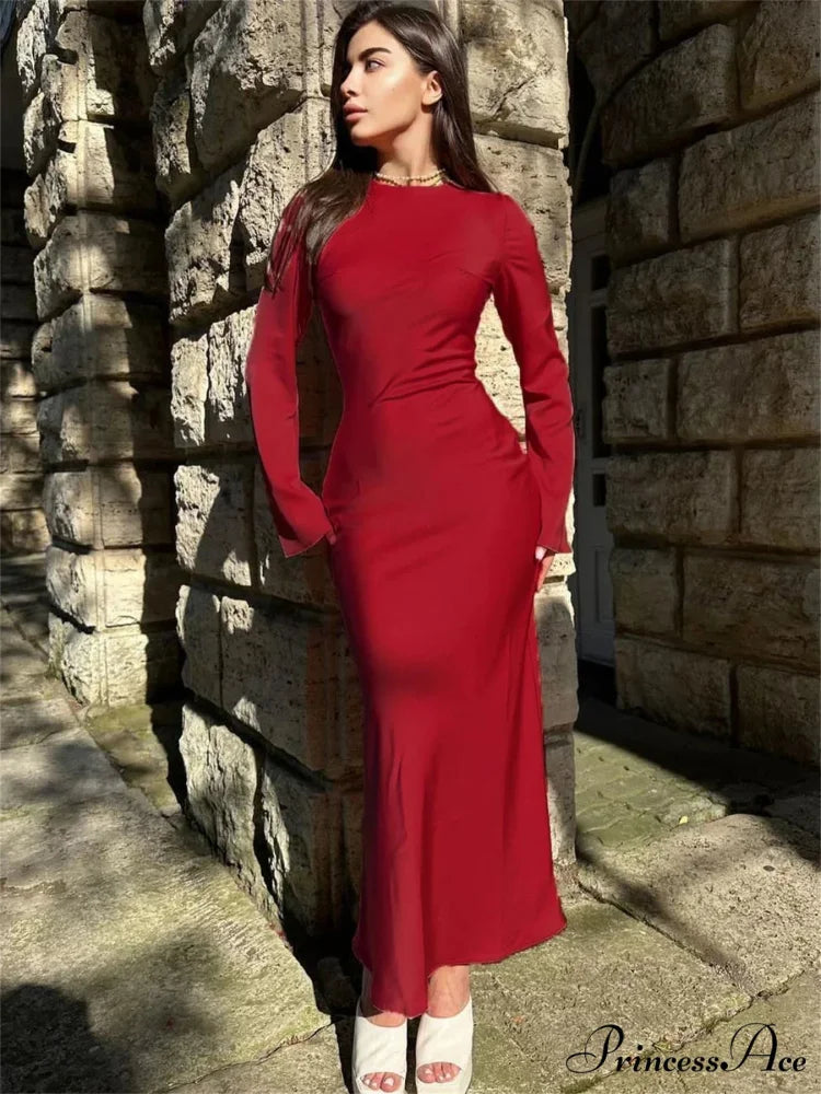 LOLAM Elegant MAXI DRESS Red / M