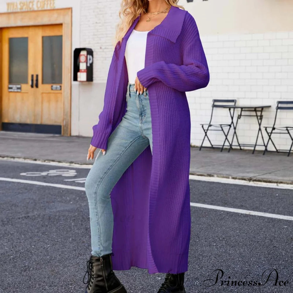 Long Colour Solid Cardigan