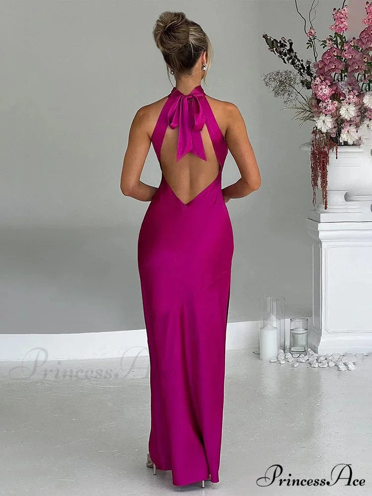 Long Extended Holiday Dress Women Halter vacationdress-250223