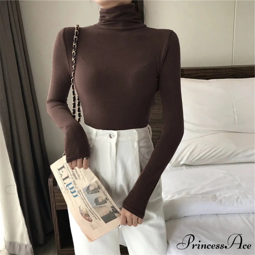 Long Harajuku Arm Turtleneck Women Spring Black T-Shirt Bottoming Autumn Shirts Tee 90s Korean Slim White Solid Tops