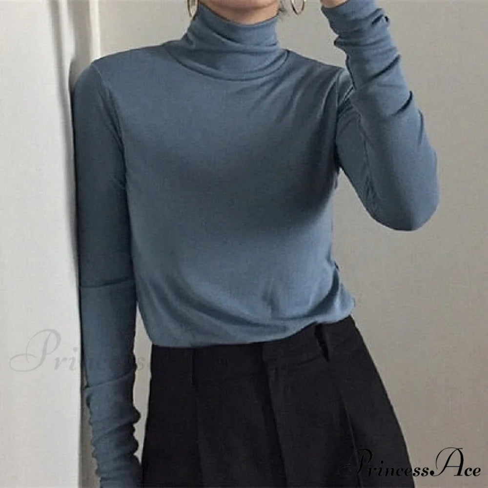 Long Harajuku Arm Turtleneck Women Spring Black T-Shirt Bottoming Autumn Shirts Tee 90s Korean Slim White Solid Tops