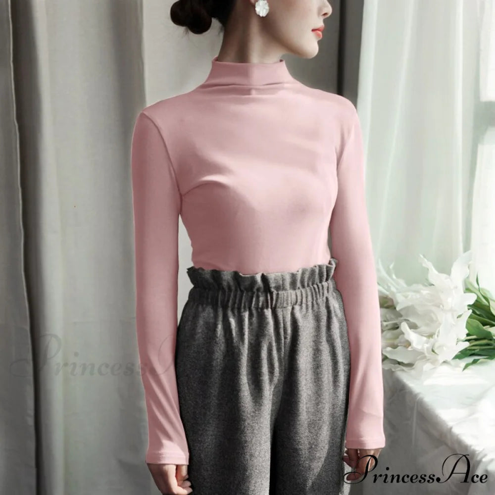 Long Harajuku Arm Turtleneck Women Spring Black T-Shirt Bottoming Autumn Shirts Tee 90s Korean Slim White Solid Tops