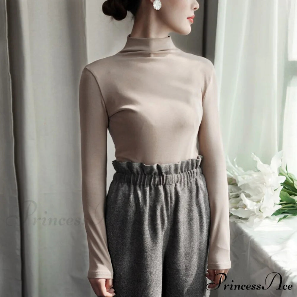 Long Harajuku Arm Turtleneck Women Spring Black T-Shirt Bottoming Autumn Shirts Tee 90s Korean Slim White Solid Tops