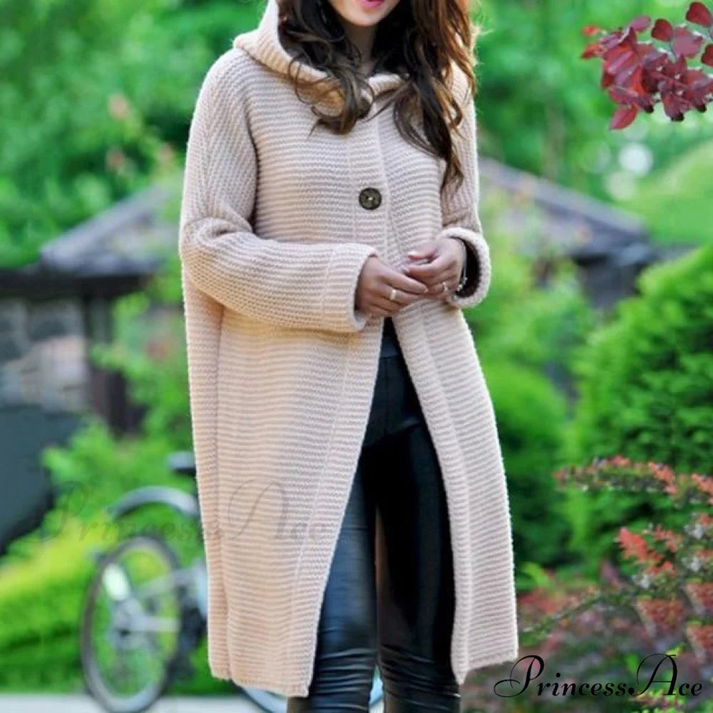 Long Knitted Coat Pink / S
