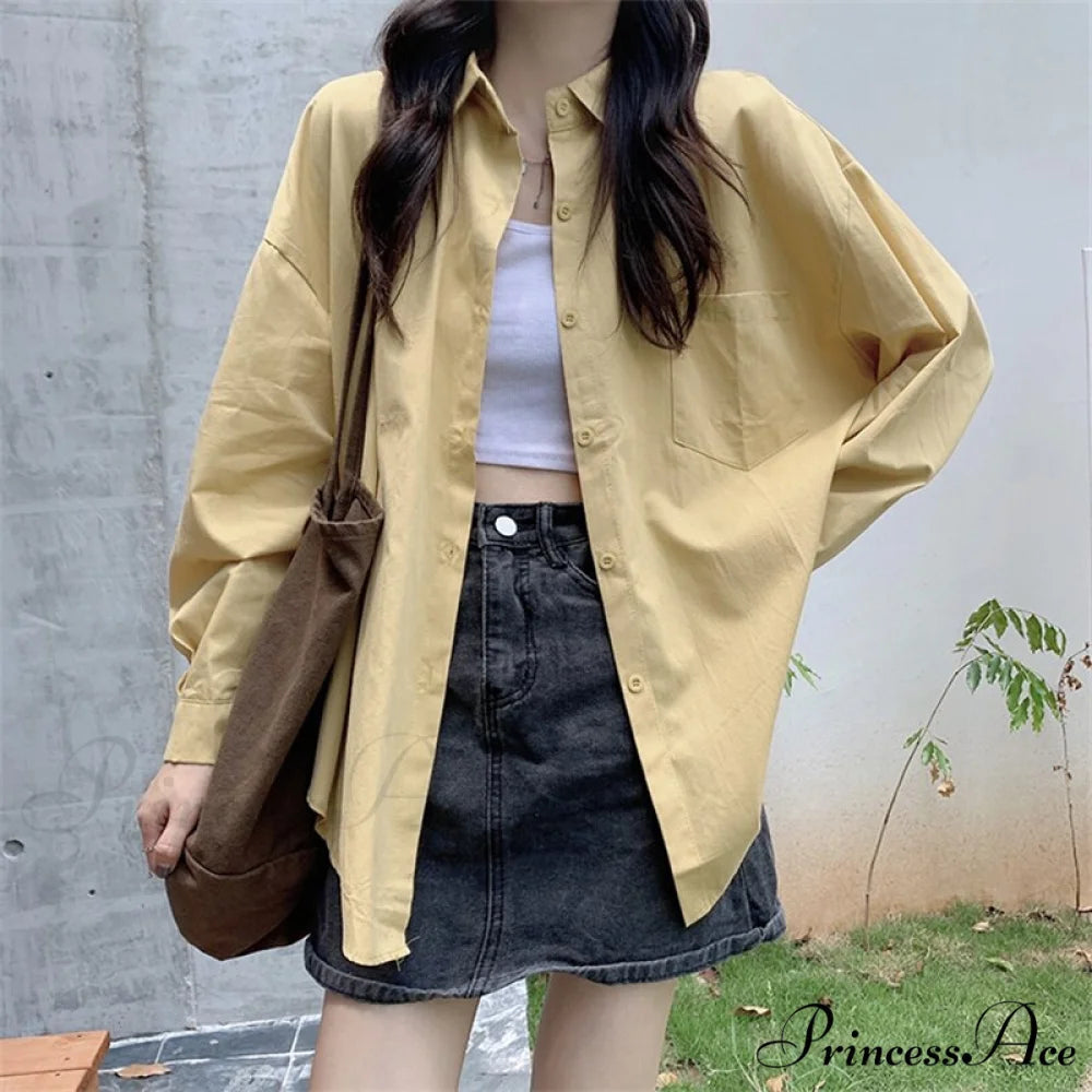 Long New Oversized 2024 Blouse Women’s Arm Casual Top Yellow / One Size