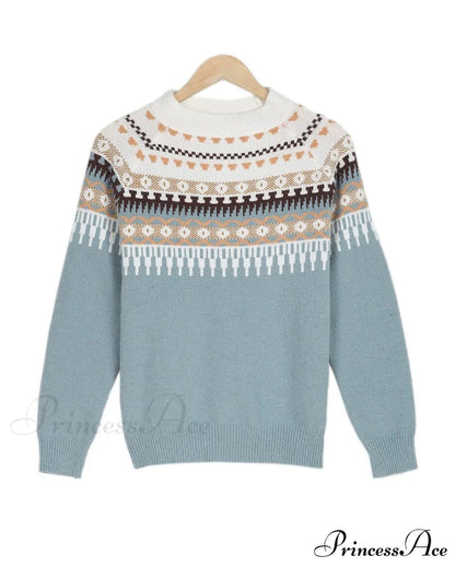 Long Patterned Arm Pullover Sweaters