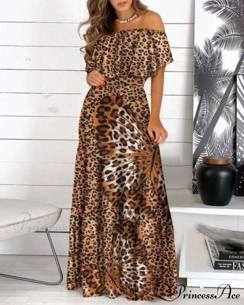 Long Ruffle Maxi Dress Auburn / XXL