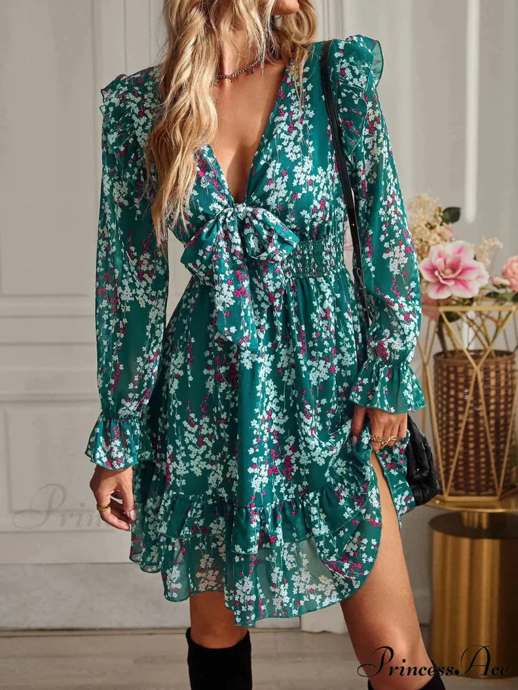 Long Sexy Arm Patterned Dress S / fuchsia