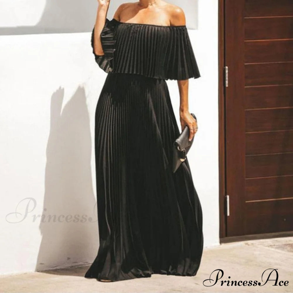 Long Sexy Strapless Maxi Dresses 02 Black / S