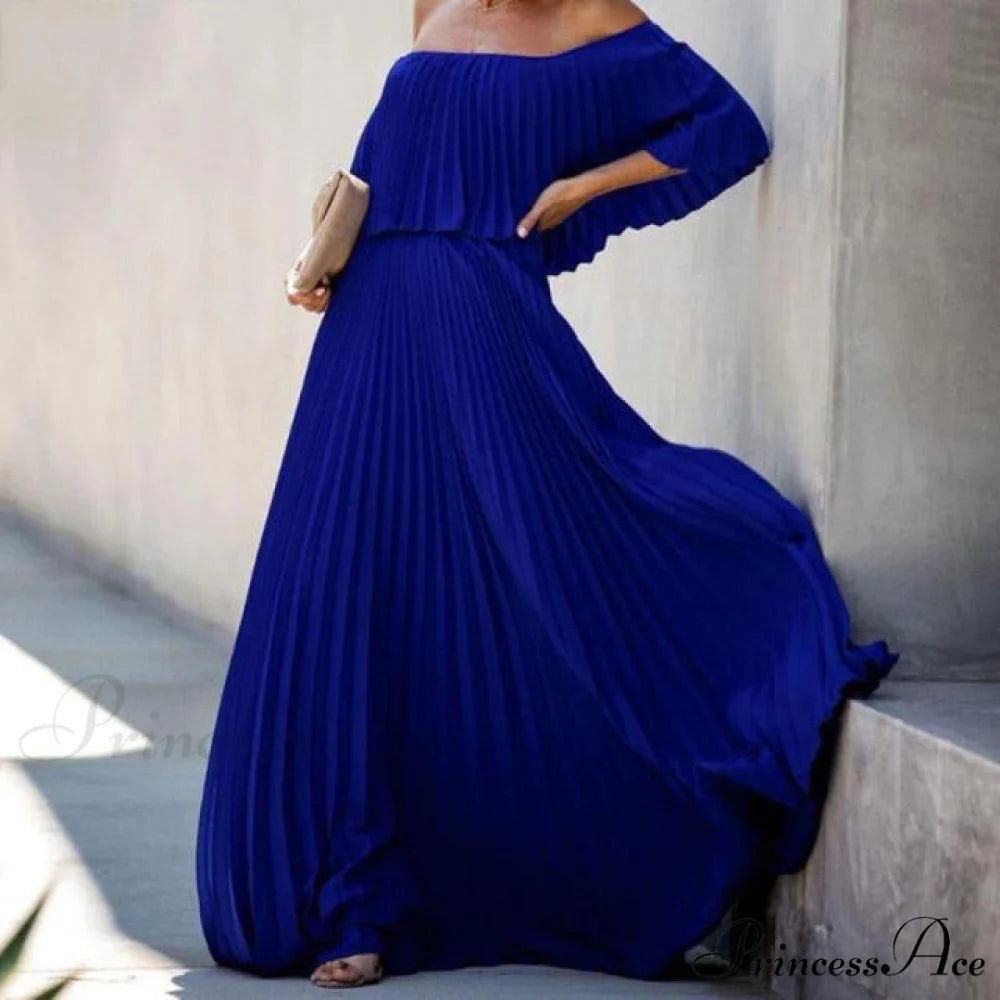 Long Sexy Strapless Maxi Dresses 03 Blue / S