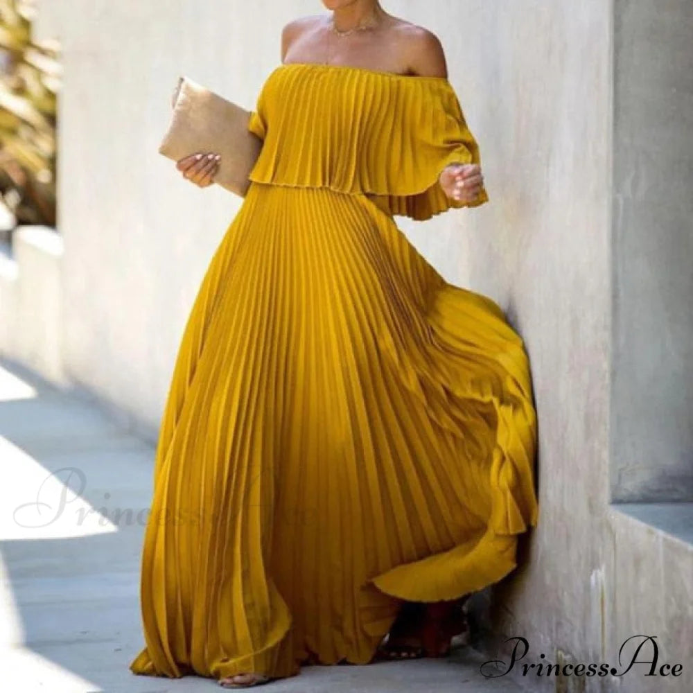 Long Sexy Strapless Maxi Dresses 04 Yellow / S