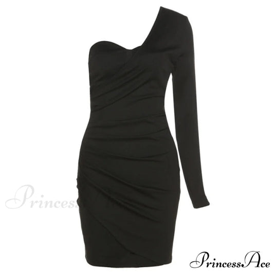 Long Sleeve Black Bodycon Party Dresses Black / S