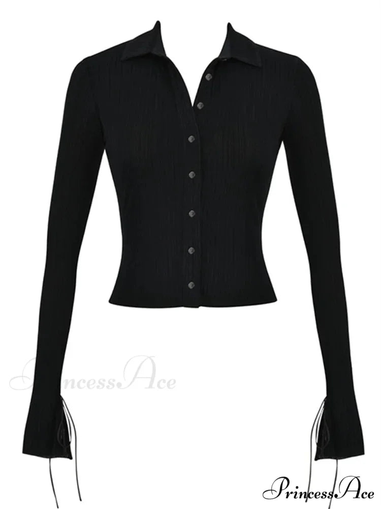 Long Sleeve Casual Turn-Down Collar Button-Down T-Shirts