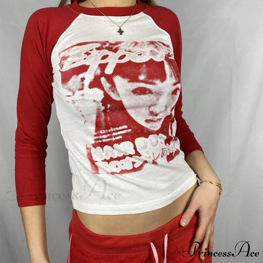 Long Sleeve Crop Tops Red 3 / S