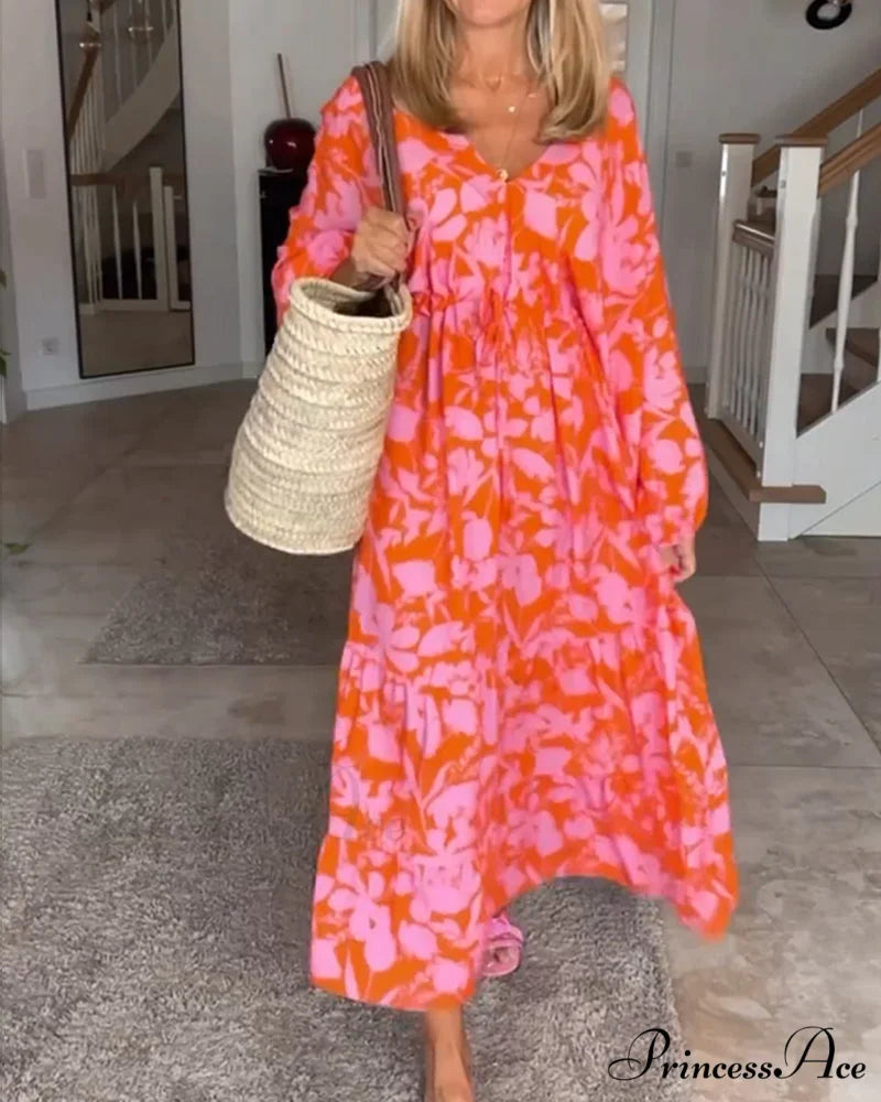 Long Sleeve Dress with Floral Print