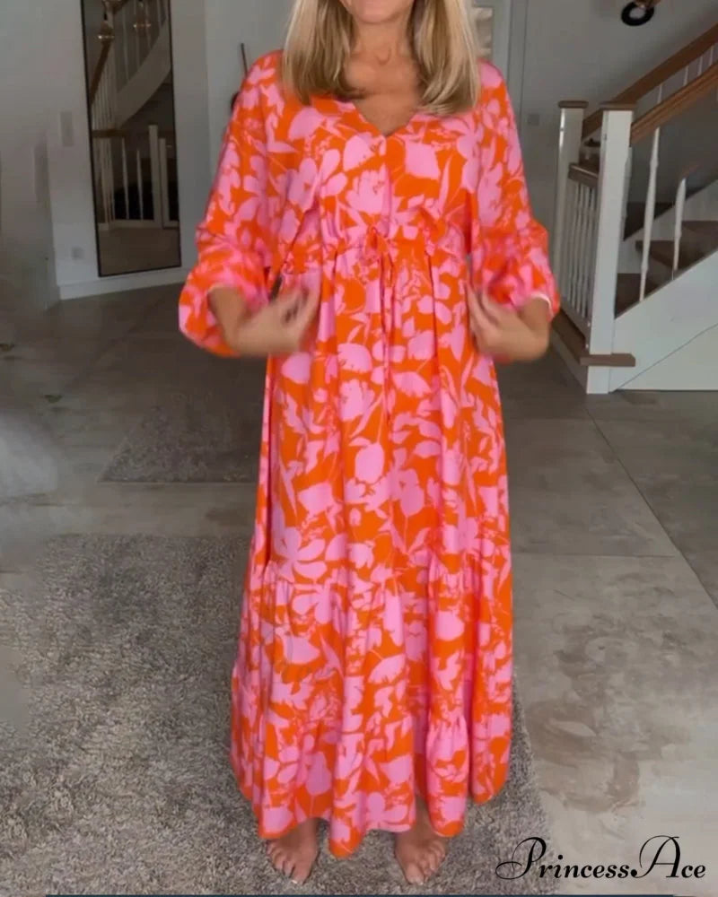 Long Sleeve Dress with Floral Print