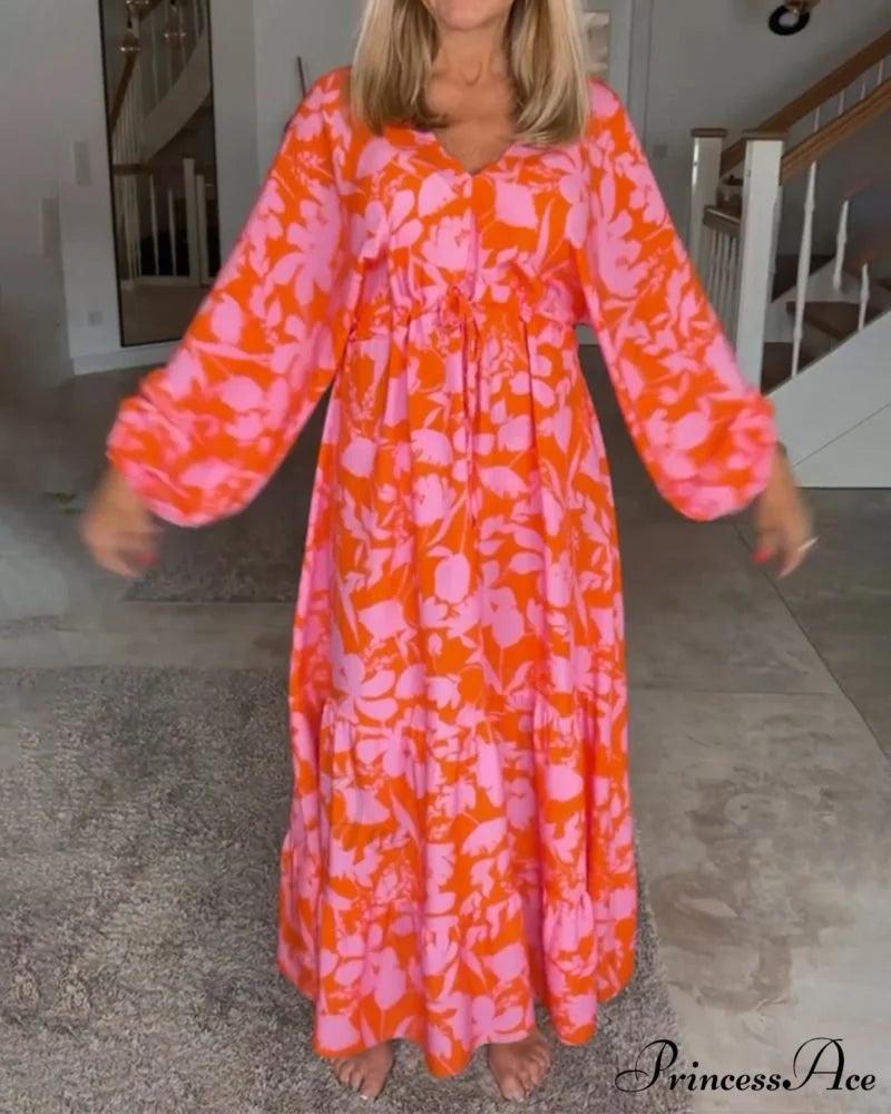 Long Sleeve Dress with Floral Print