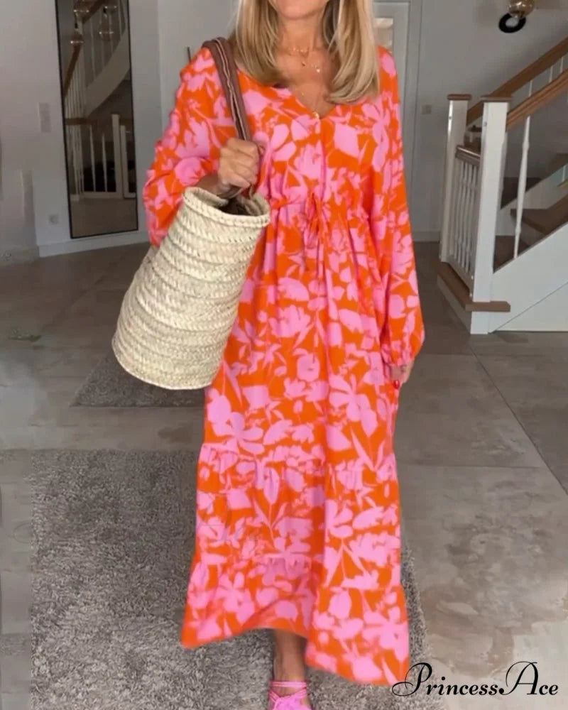 Long Sleeve Dress with Floral Print