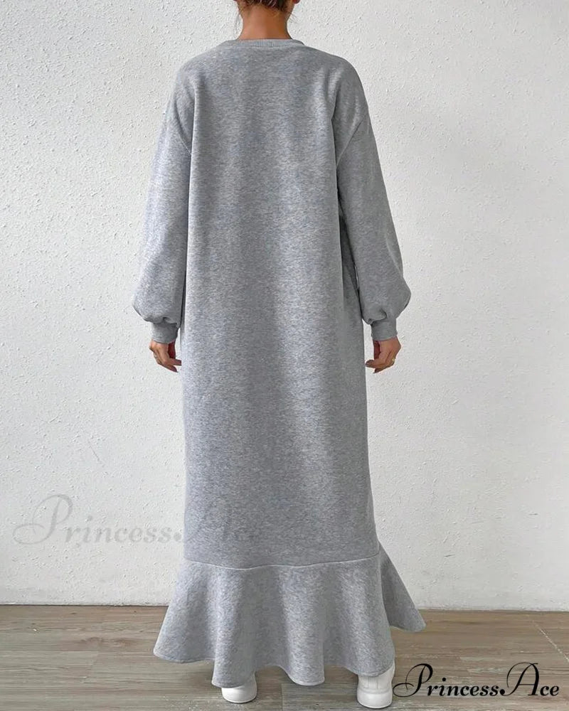 Long Sleeve Dress with Loose Pocket