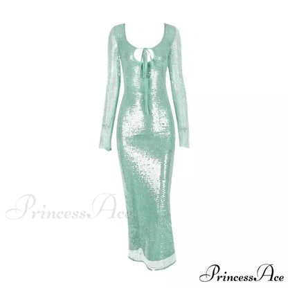 Long Sleeve Formal Occasion Dresses Sequins Elegant Maxi Dress Wedding Christmas Party Dress