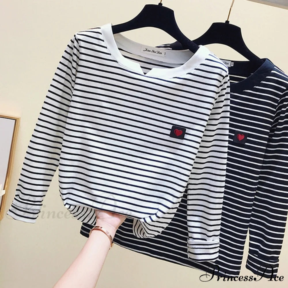 Long Sleeve Korean Style Slim Basic Cotton T-shirt