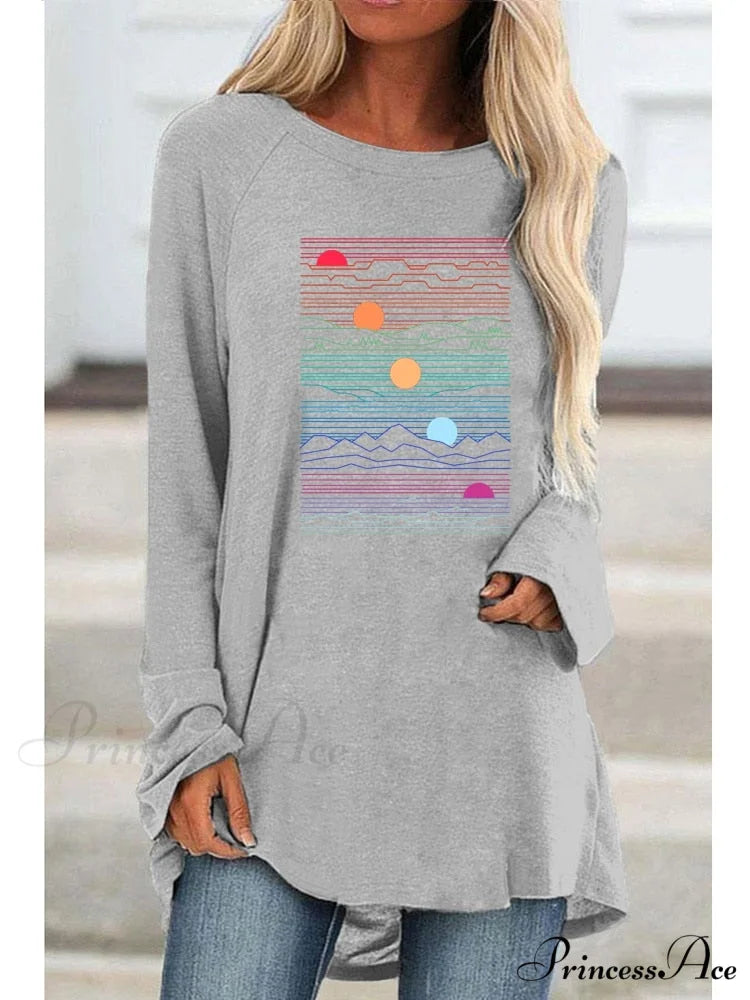 Long Sleeve Loose Casual Printing T-shirt