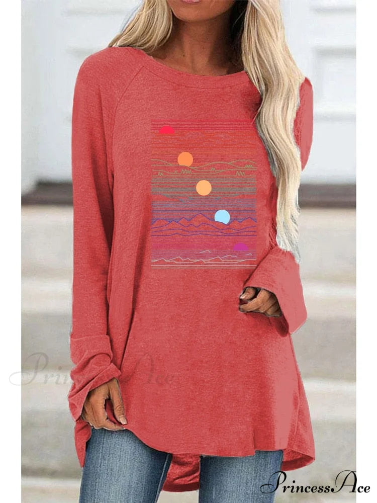 Long Sleeve Loose Casual Printing T-shirt