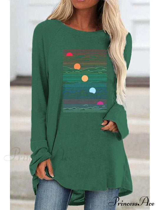 Long Sleeve Loose Casual Printing T-shirt