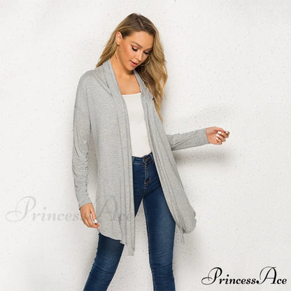 Long Sleeve Loose Irregular Hem Long Cardigan
