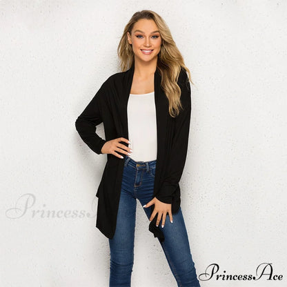 Long Sleeve Loose Irregular Hem Long Cardigan