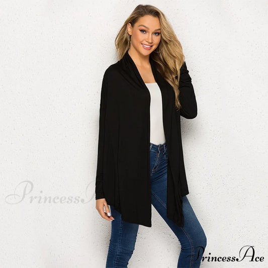 Long Sleeve Loose Irregular Hem Long Cardigan