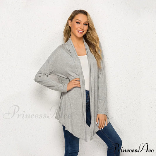 Long Sleeve Loose Irregular Hem Long Cardigan
