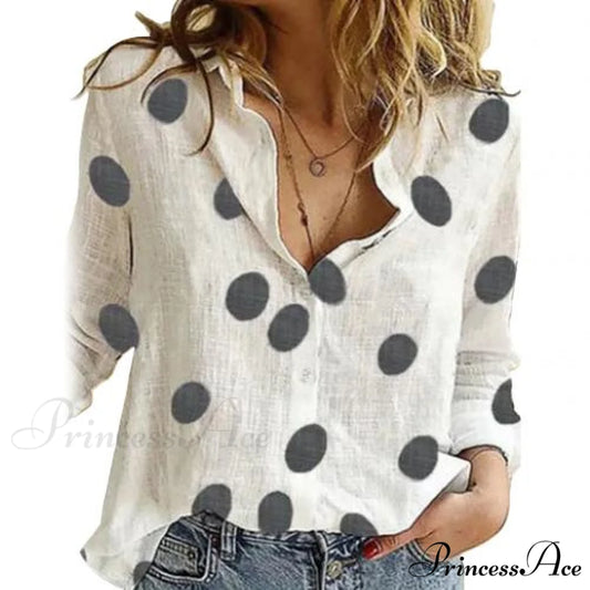 Long Sleeve Marguerite Dot Star Print Shirt Polka Dot / M