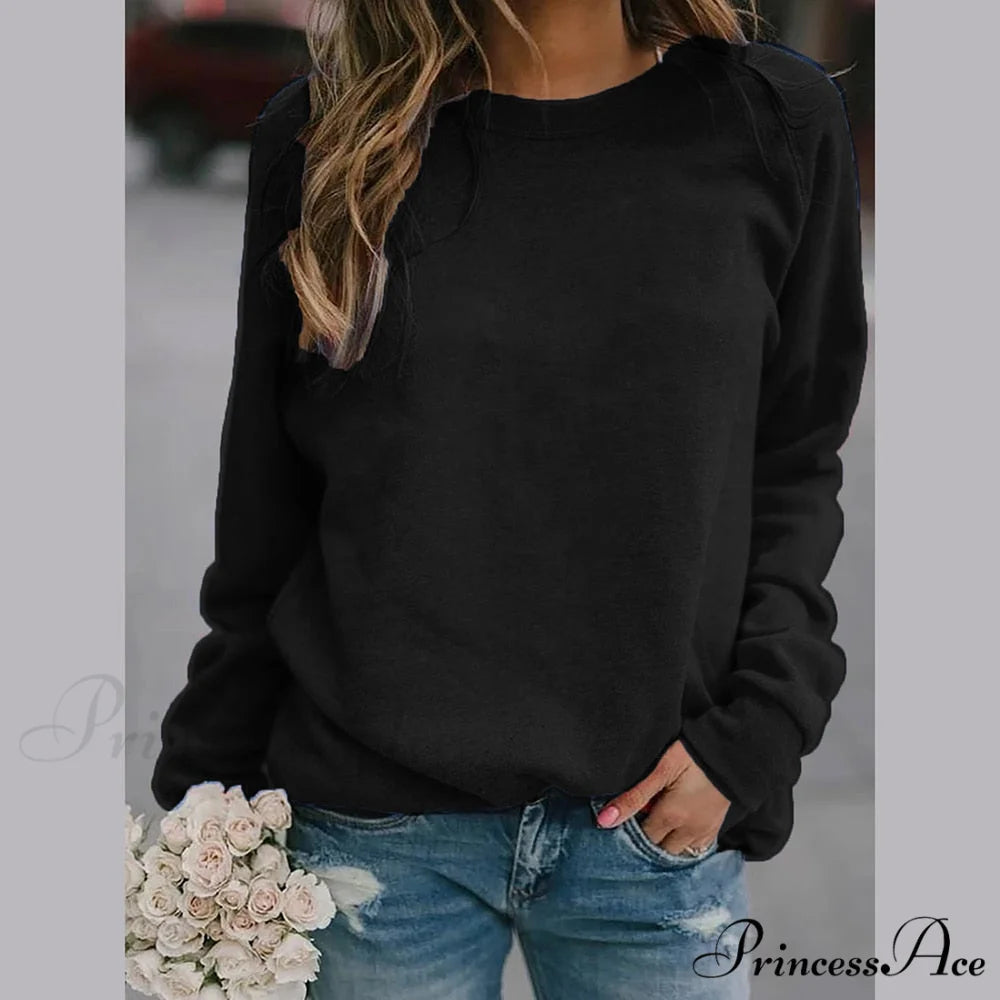 Long Sleeve O Neck T-Shirt BLACK / S