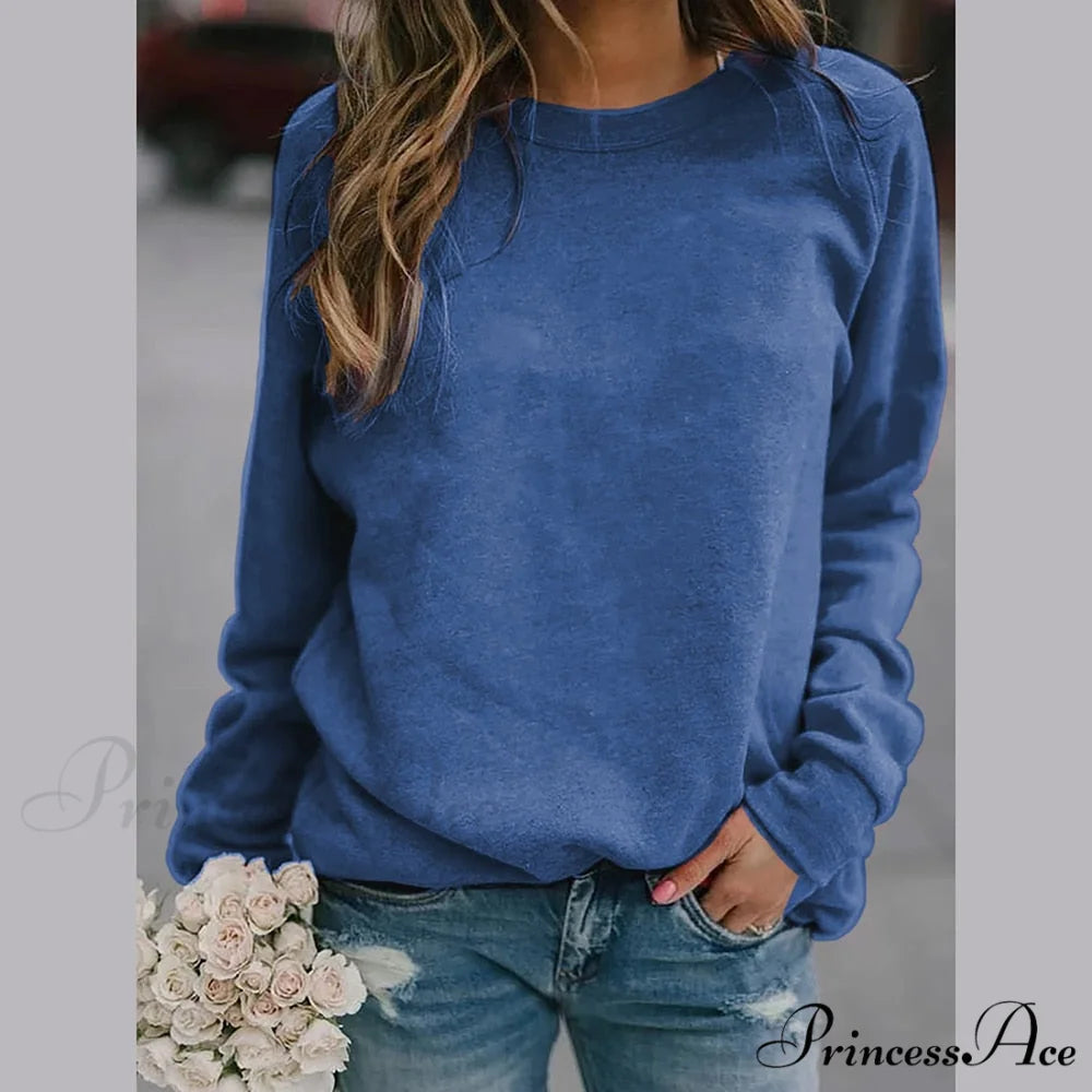 Long Sleeve O Neck T-Shirt BLUE / S