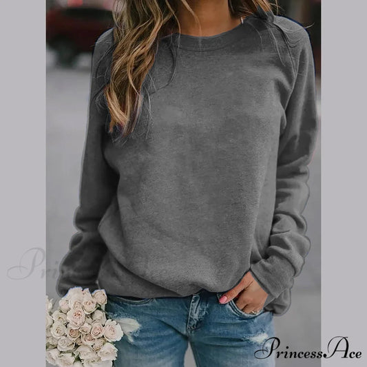 Long Sleeve O Neck T-Shirt GRAY / S