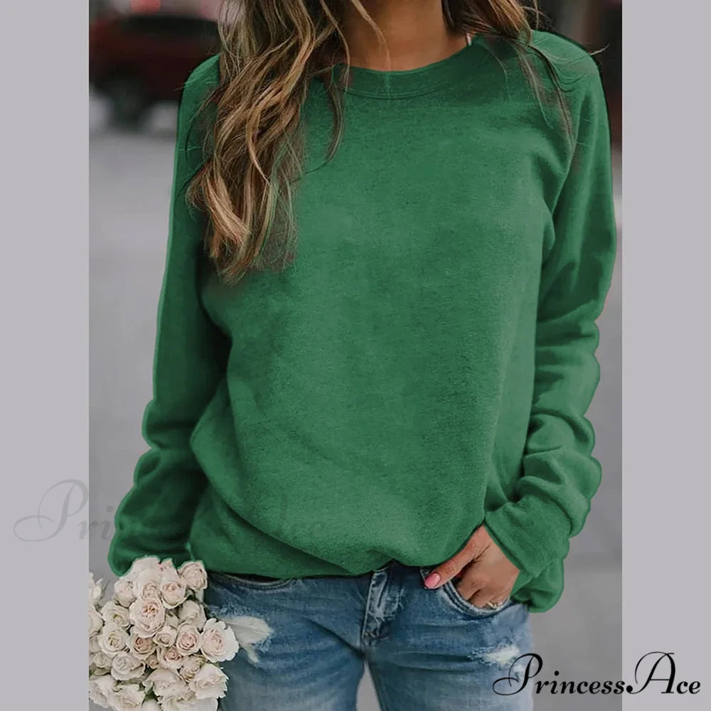 Long Sleeve O Neck T-Shirt GREEN / S