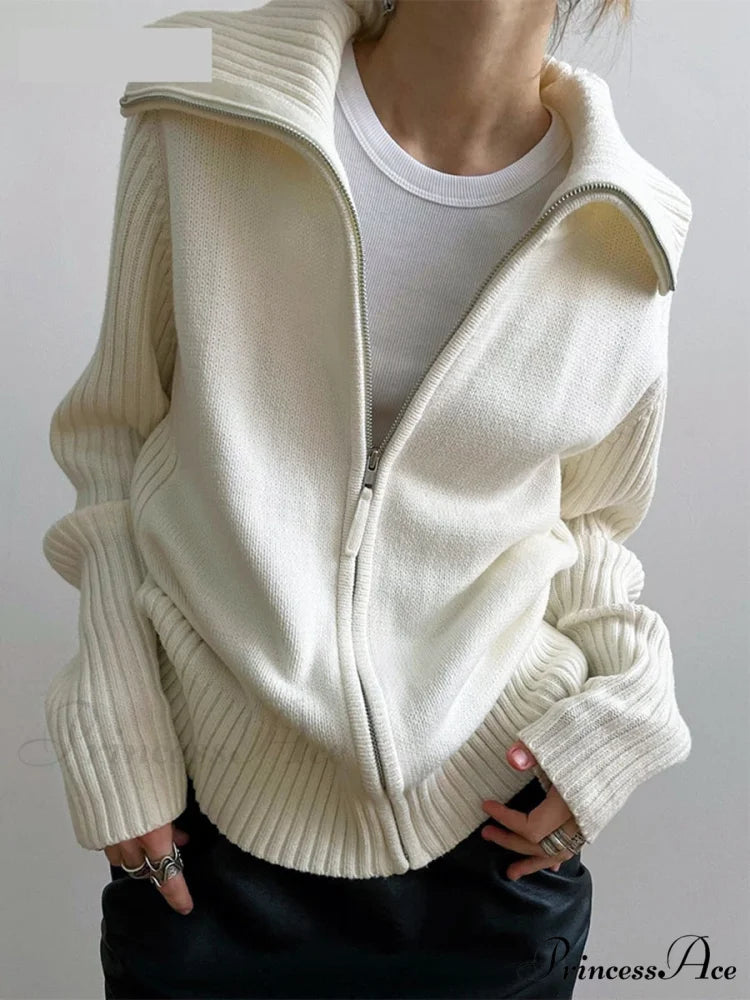 Long Sleeve Oversized Knitted Basic Loose Cardigans