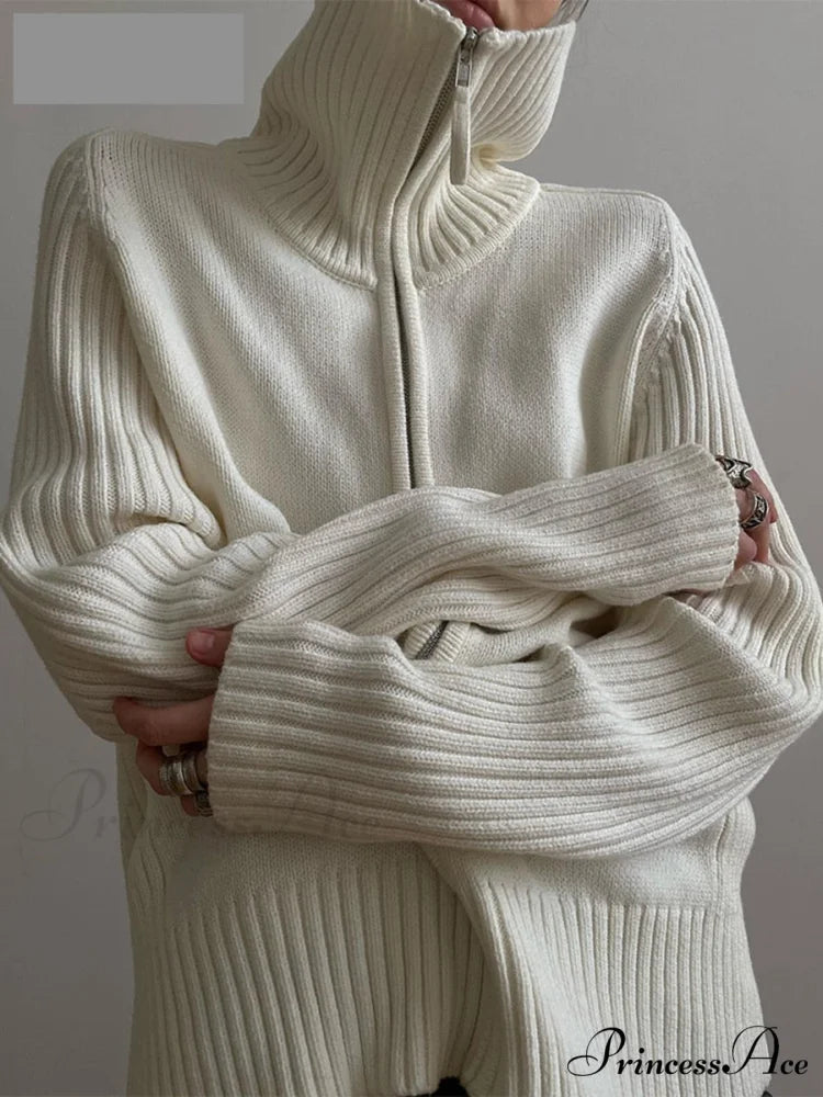 Long Sleeve Oversized Knitted Basic Loose Cardigans