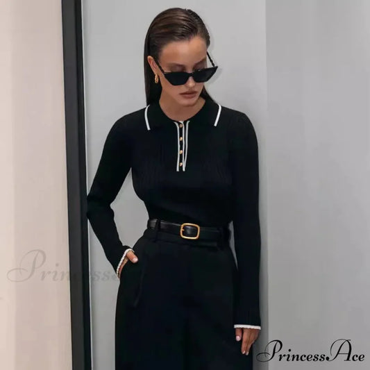 Long Sleeve Patchwork Multicolored Jumper Black / S swraters-241228